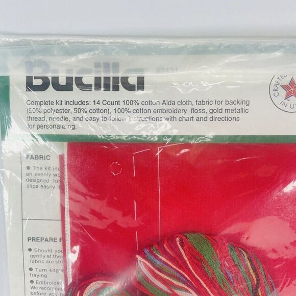 Bucilla Santa & Poinsettia Counted Cross Stitch Christmas Stocking Kit 82431 18" - Picture 6 of 7